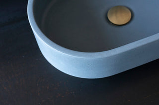 concrete vessel sink small blue oval