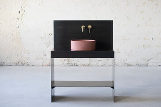 concrete vessel sink round pink