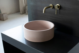 concrete vessel sink round pink