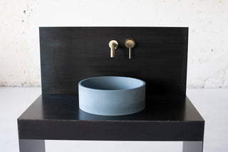 concrete vessel sink round blue
